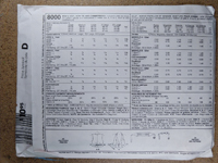 Back view of pattern M8000