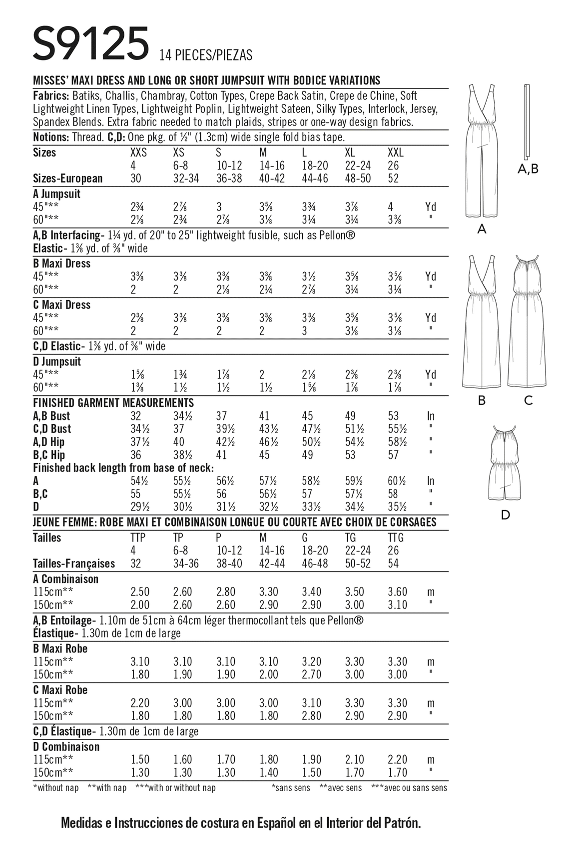 Back view of pattern S9125